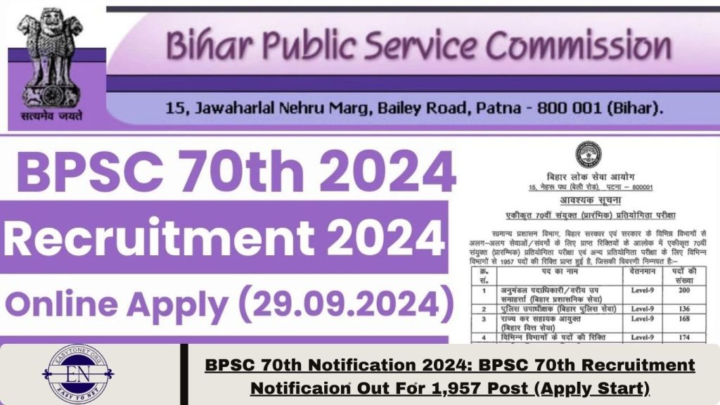 BPSC 70th Notification