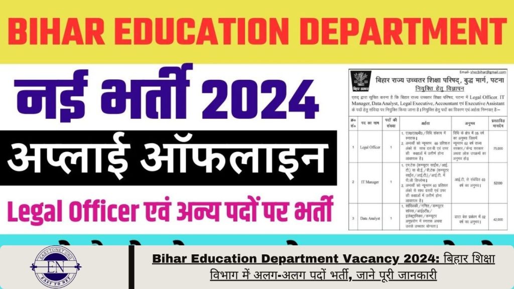 Bihar Education Department Vacancy 2024