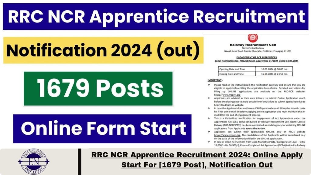 RRC NCR Apprentice Recruitment 2024