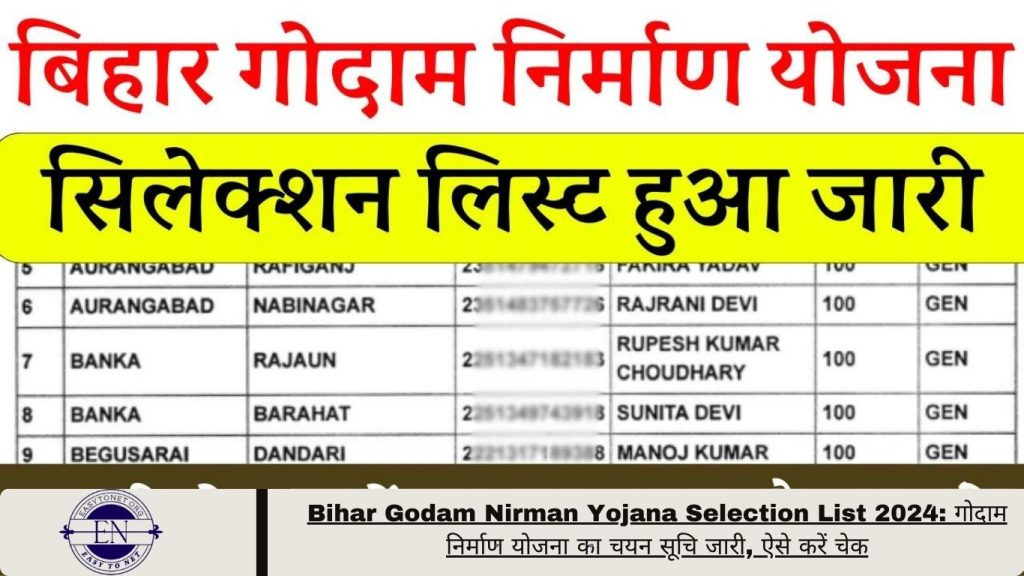 Bihar Godam Nirman Yojana Selection List 2024