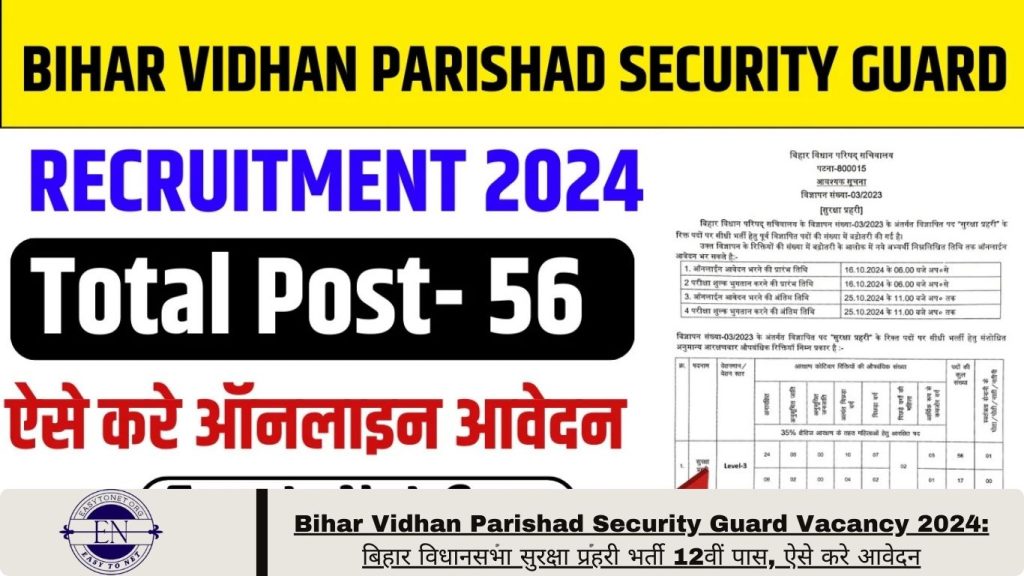 Bihar Vidhan Parishad Security Guard Vacancy 2024