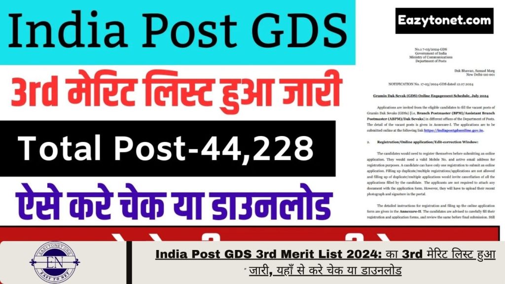 India Post GDS 3rd Merit List 2024