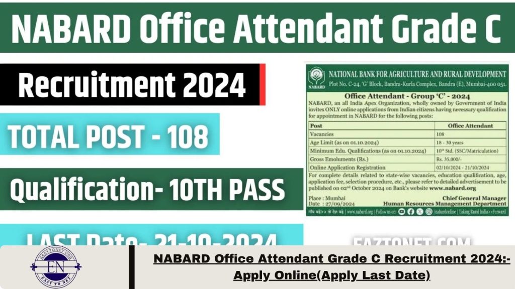 NABARD Office Attendant Grade C Recruitment 2024