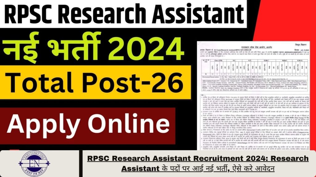 RPSC Research Assistant Recruitment 2024